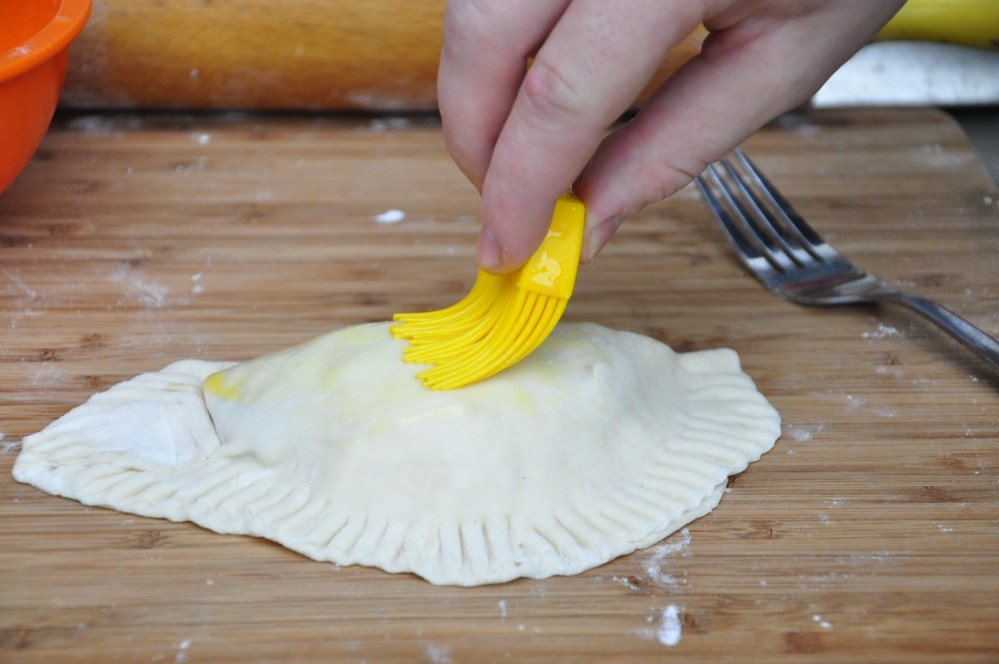 Egg brush on dough