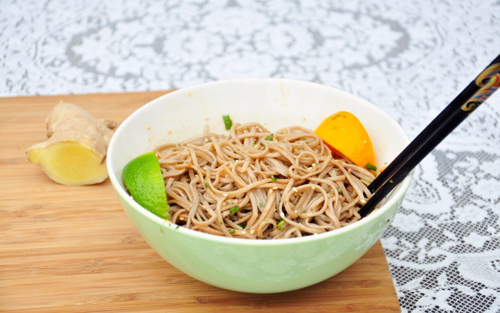 Lace tablecloth soba noodles