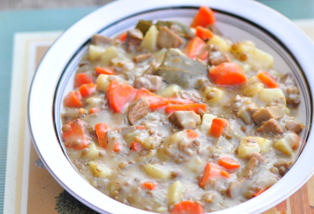 Close-up Seitan and Ale Stew