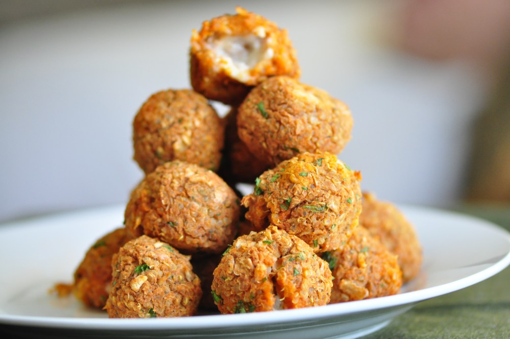 Tower of Quinoa Pizza Balls