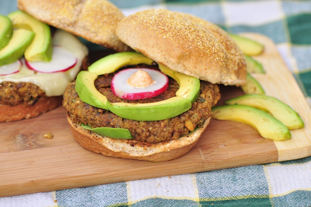 Curried Lentil Cashew Burger (Bun Open)