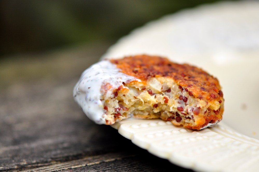 Crispy Quinoa Fritter with a bite
