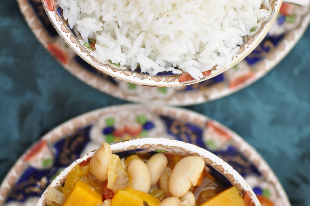 White Bean, Okra and Buttercup Squash Stew