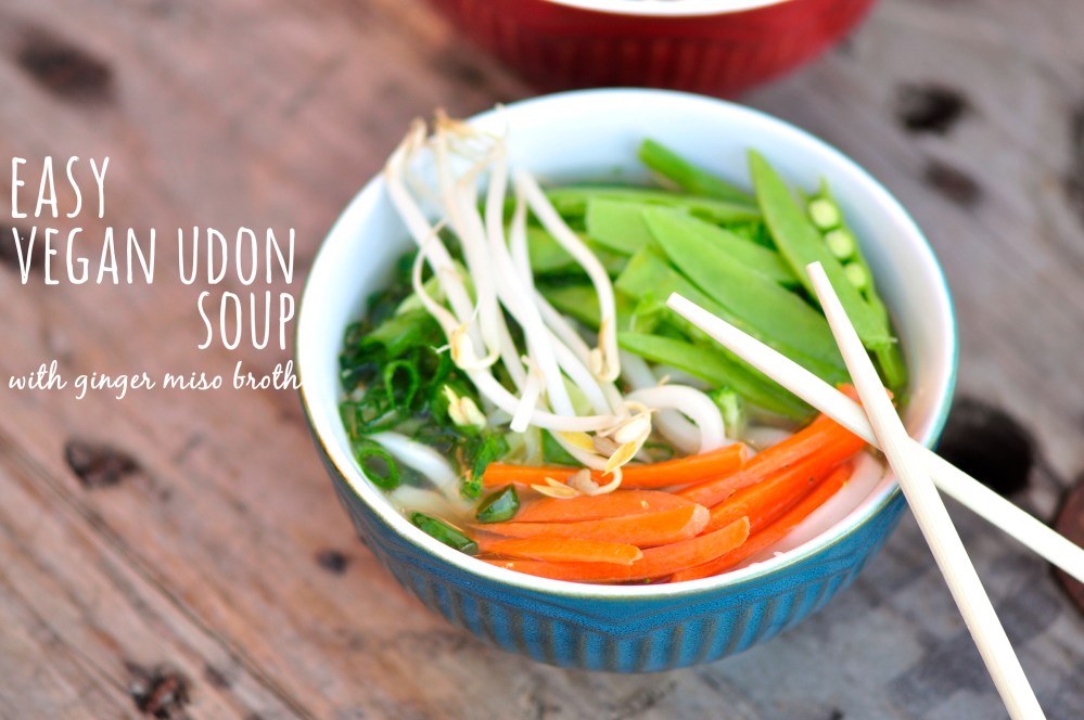 vegetarian udon ginger miso soup