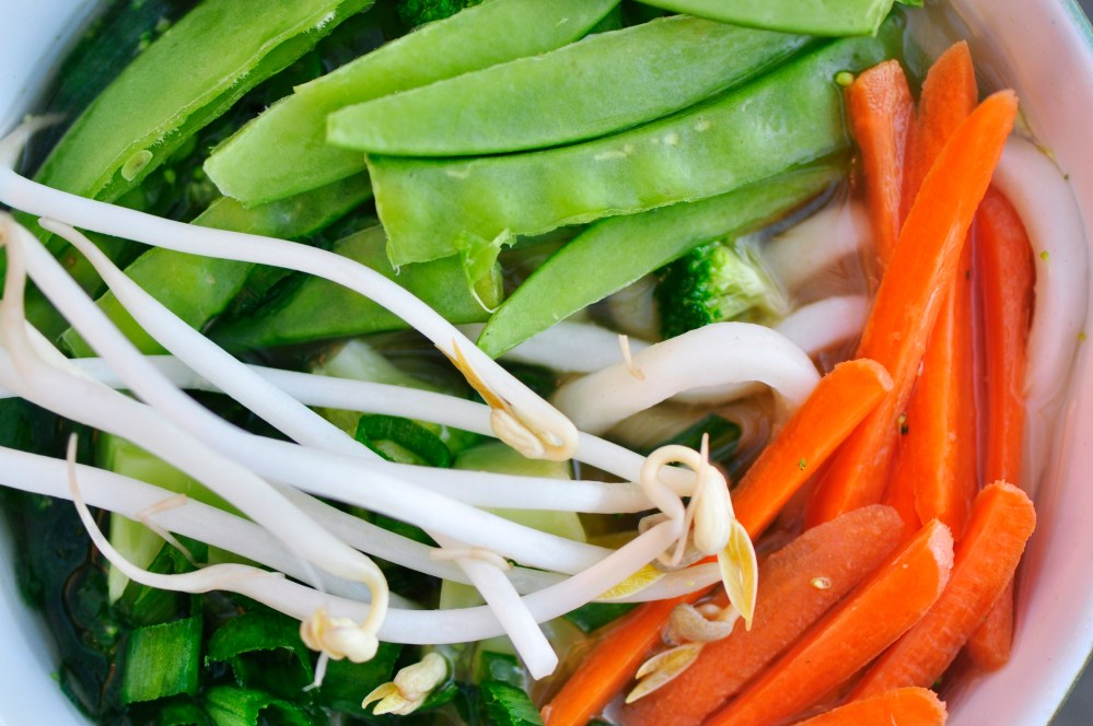 vegetarian udon ginger miso soup